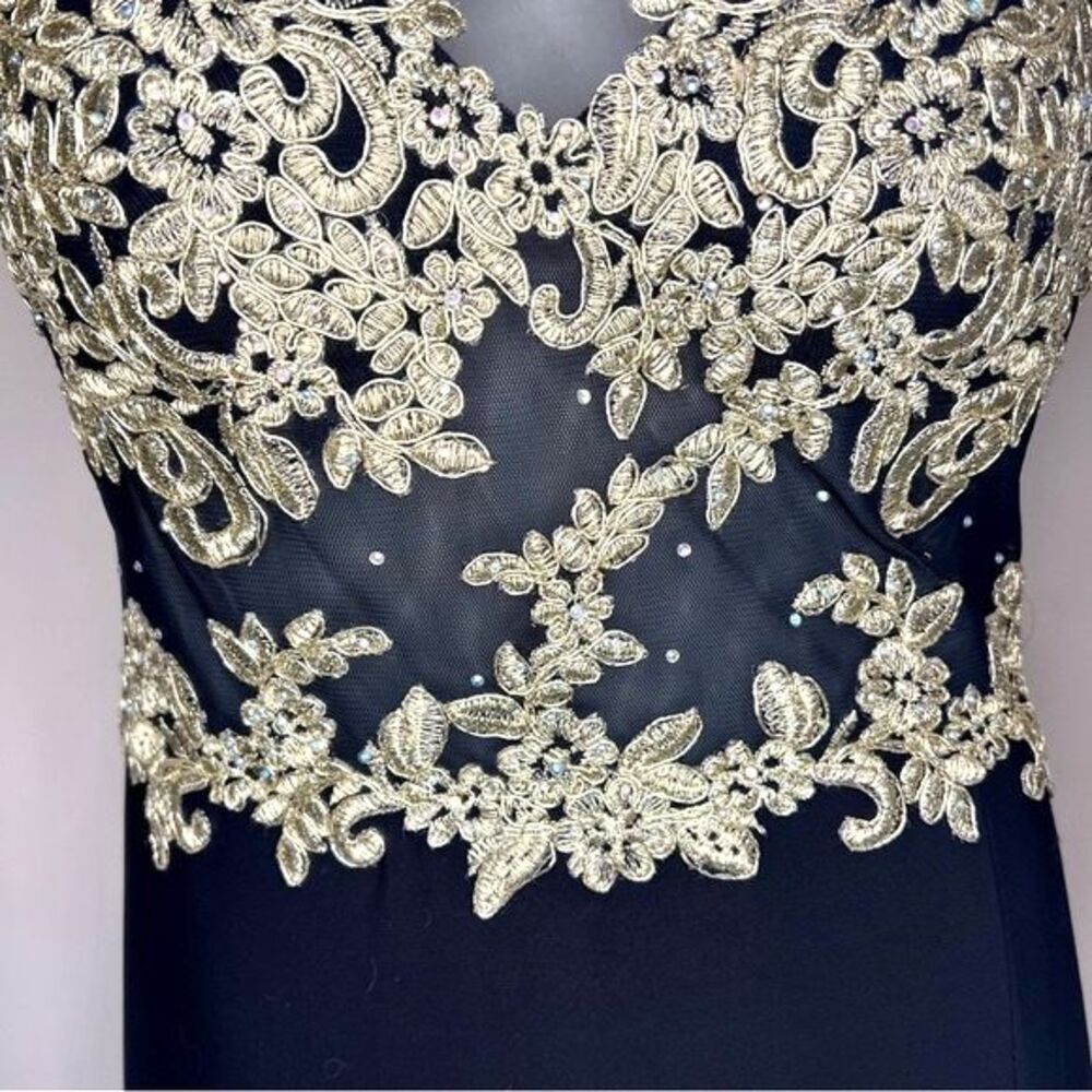 Blondie Nites by Stacy Sklar Juniors 11 Long Black & Gold‎ Long Gown Formal Prom - Picture 6 of 15